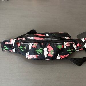 Cactus Pattern Black Belt Bag